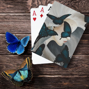 Baraja De Cartas Mascarada de Mariposa Azul Fantasía Elegante
