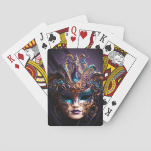 Baraja De Cartas Mascarada púrpura de bonito máscaras Mardi Gras