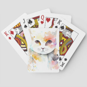 Baraja De Cartas Mascota de gato Naturaleza animal acuarela Pintura
