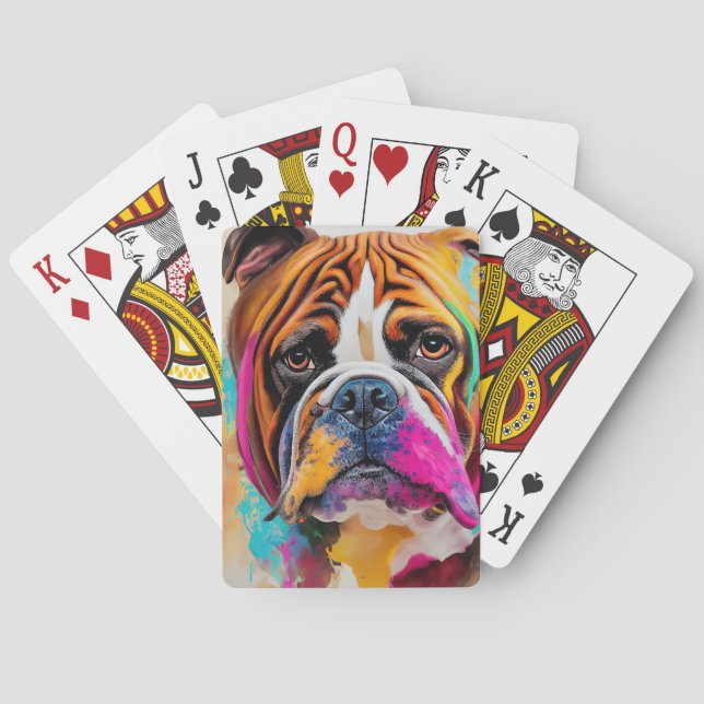 Baraja De Cartas Mascota de perro Bulldog inglés animal adorable (Reverso)