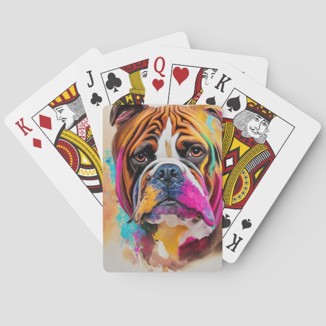 Baraja De Cartas Mascota de perro Bulldog inglés Compa animal adora (Reverso)