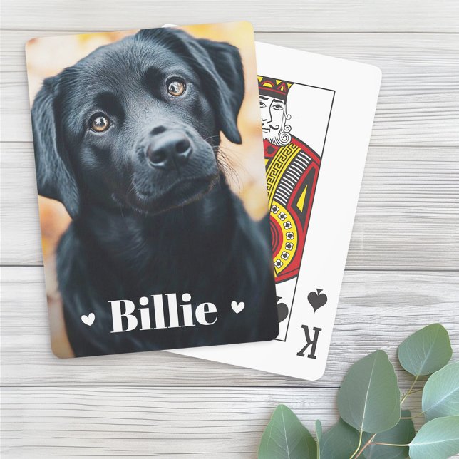 Baraja De Cartas Mascota gato perro llama corazones dos fotos (Pet dog cat name hearts two photos poker cards)