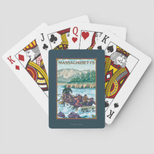 Baraja De Cartas MassachusettsRiver que transporta escena en balsa