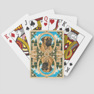 Baraja De Cartas Mastín, Arte de Perro de Acuarela Antiguo