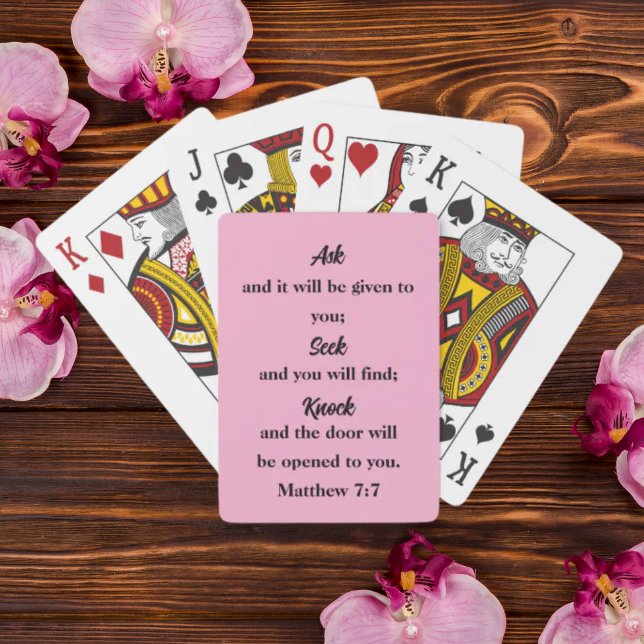Baraja De Cartas Mateo 7:7 Biblia Verse Preguntar Buscar Tocar Rosa (Subido por el creador)