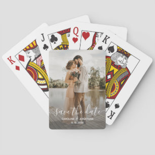Baraja De Cartas Matrimonio Guardar la caligrafía simple foto fecha