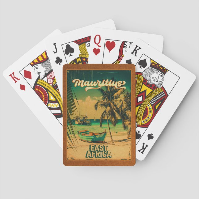 Baraja De Cartas Mauricio: recuerdos de palmeras antiguas de África (Reverso)