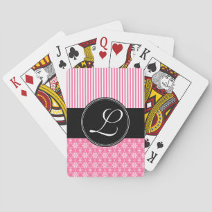 Baraja De Cartas Mazo de Cartas, Monograma Personalizado Patrón Ros