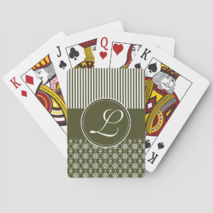 Baraja De Cartas Mazo de Cartas, Patrón Verde Oliva con Monograma P