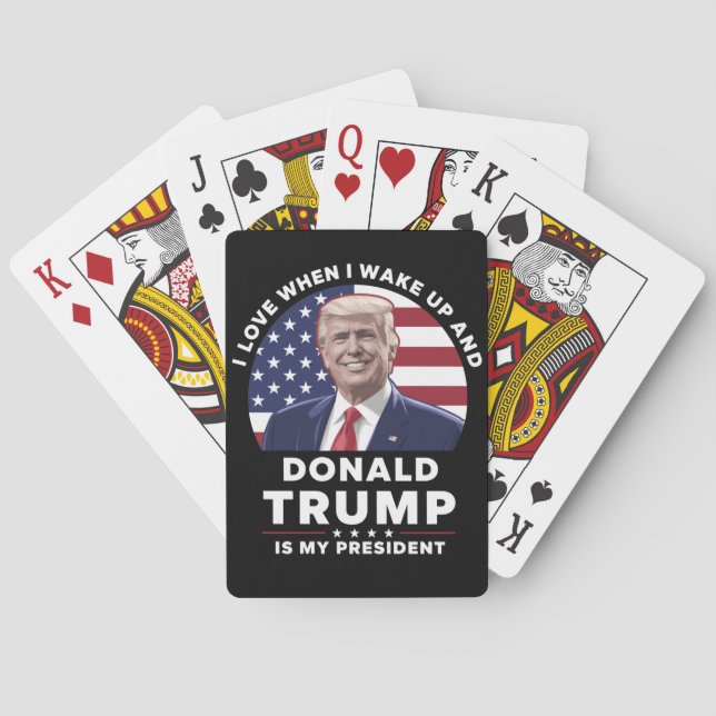 Baraja De Cartas Me encanta cuando despierto y Donald Trump, mi pre (Reverso)