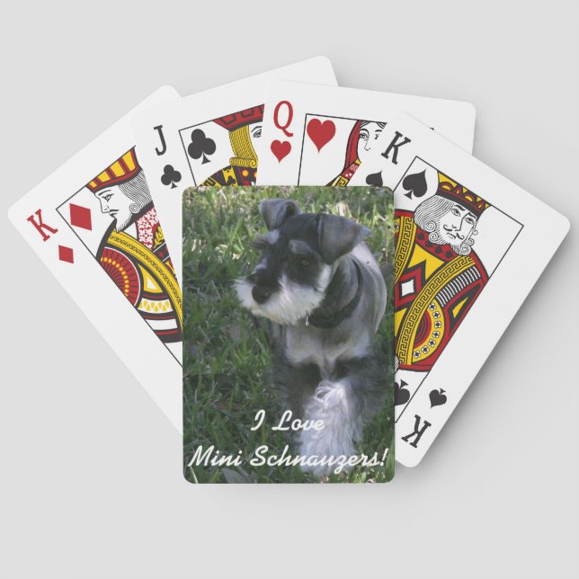 Baraja De Cartas Me encanta el tablero de mini Schnauzers (Reverso)