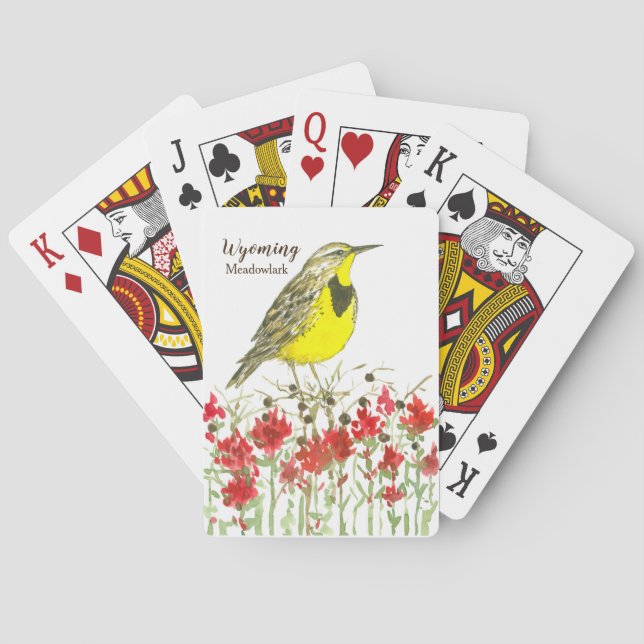 Baraja De Cartas Meadowlark del pincel indio Wyoming Souvenir (Reverso)