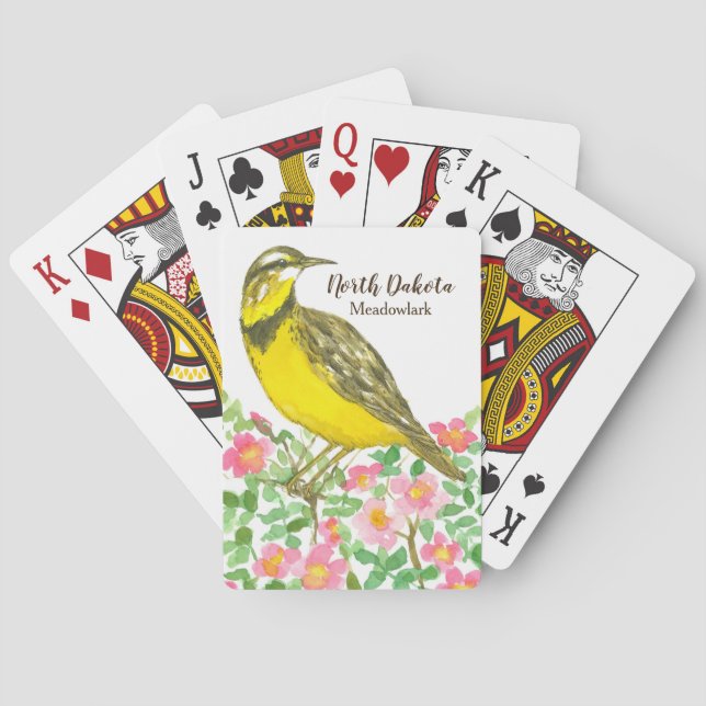 Baraja De Cartas Meadowlark Wild Rosa Dakota del Norte (Reverso)