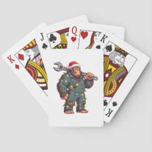 Baraja De Cartas Mecánico de Bigfoot Sasquatch Navidad Cuello Azul