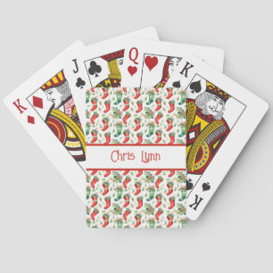 Baraja De Cartas Medias de Navidad Verdes y Rojas