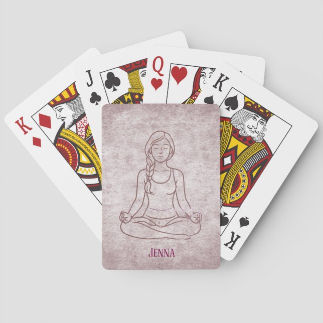Baraja De Cartas Meditating Lady Custom Name (Reverso)