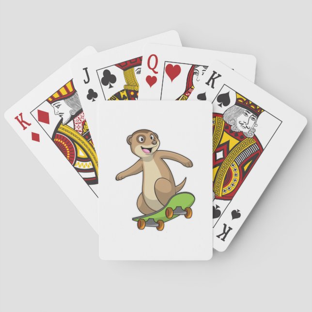 Baraja De Cartas Meerkat as Skater with Skateboard (Reverso)