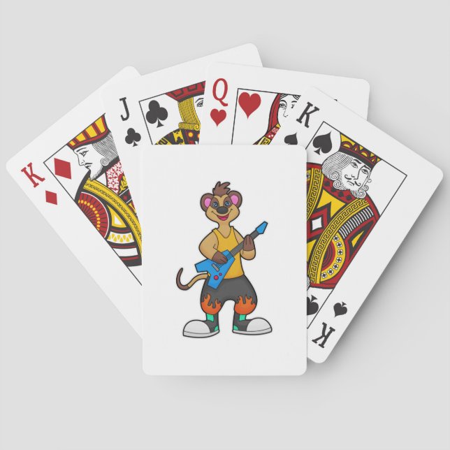Baraja De Cartas Meerkat como músico con guitarra (Reverso)