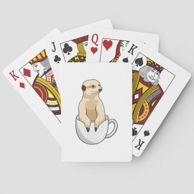 Baraja De Cartas Meerkat con la Copa de Café (Reverso)