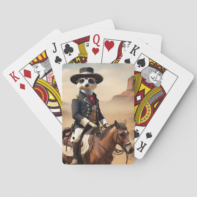 Baraja De Cartas Meerkat En Un Caballo: Podría Ser El Único Extraño (Reverso)