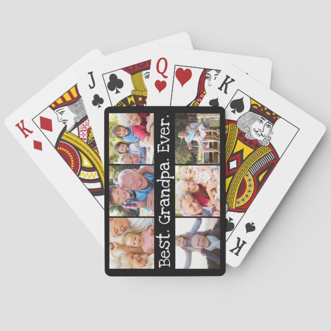 Baraja De Cartas Mejor Abuelo Divertido de todos los días 6 Collage (Reverso)