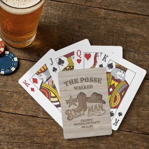 Baraja De Cartas Mejor Amigo Posse Cowboy Rústico Despedida de Solt