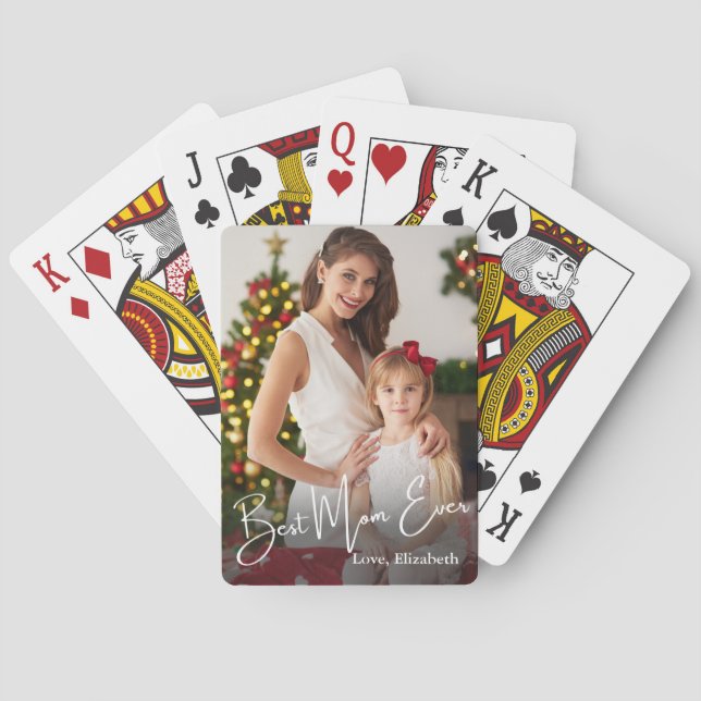 Baraja De Cartas Mejor foto de mamá de Personalizado (Reverso)