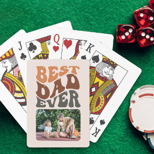 Baraja De Cartas Mejor foto de papá y tipografía retro de Groovy