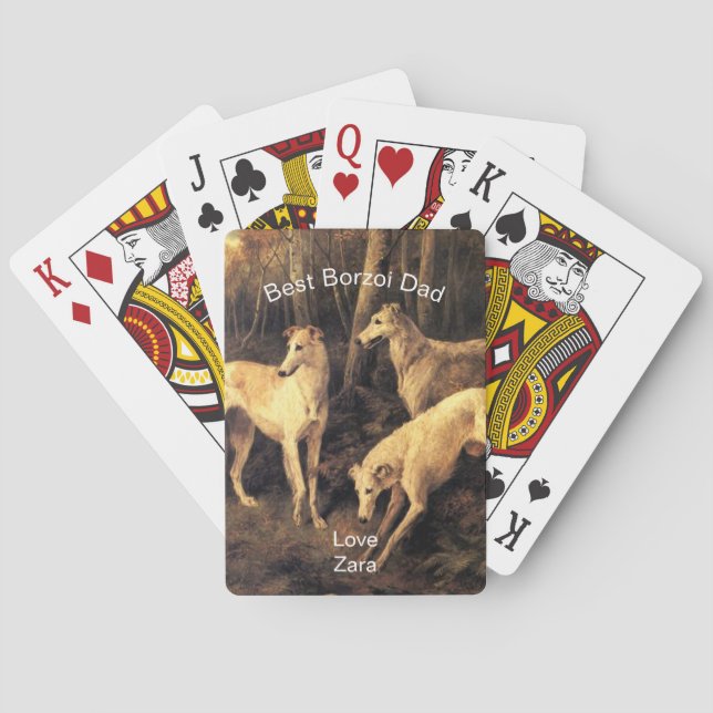 Baraja De Cartas Mejor Papá Borzoi Personalizado (Reverso)