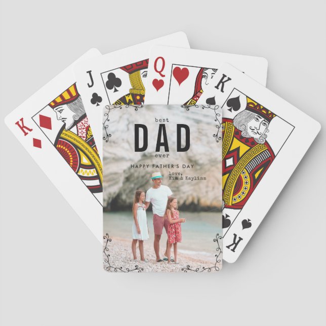 Baraja De Cartas Mejor Papá Nunca | Foto del Día del Padre (Reverso)