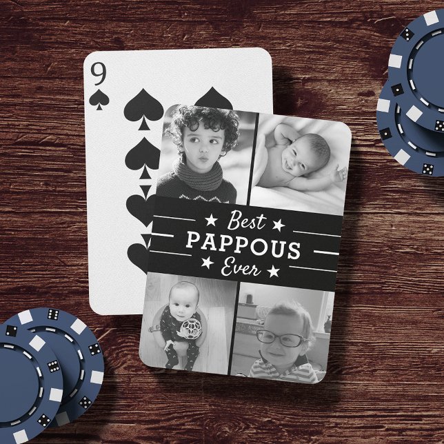 Baraja De Cartas Mejor Pappous | Collage de fotos de los nietos (Subido por el creador)