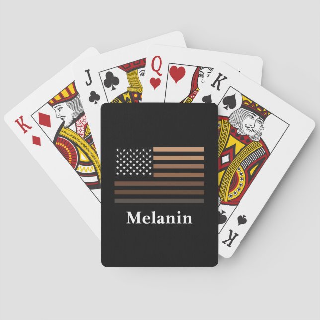 Baraja De Cartas Melanin African American Bandera de Estados Unidos (Reverso)