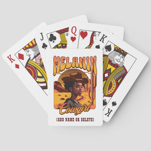 Baraja De Cartas MELANIN COWGIRL Chica negro Cowboy occidental (Reverso)