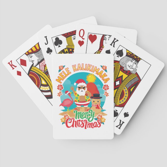 Baraja De Cartas Mele Kalikimaka para un brillante Navidad hawaiano (Reverso)
