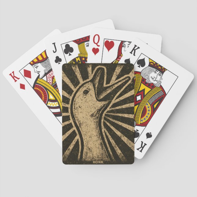 Baraja De Cartas Meme de pollo de pato con honk Goose (Reverso)