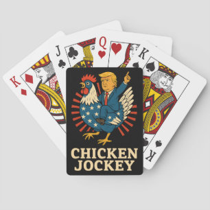 Baraja De Cartas Meme divertido de Jockey sobre pollo Trump