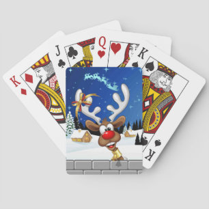 Baraja De Cartas Meme Divertido de Navidad de Reno Espiando