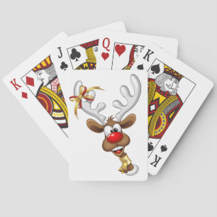 Baraja De Cartas Meme Divertido de Navidad de Reno Mirando