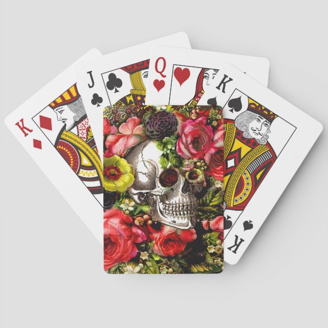 Baraja De Cartas Memento Floral Skull (Reverso)