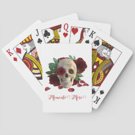Baraja De Cartas Memento Mori. Cráneo con rosas rojas