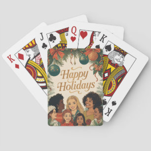 Baraja De Cartas Mensaje Navideño Vintage Familia Año Nuevo