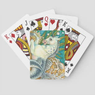 BARAJA DE CARTAS MERHORSE Y OCTOPUS BLANCO, CABALLO UNICORN FANTASY