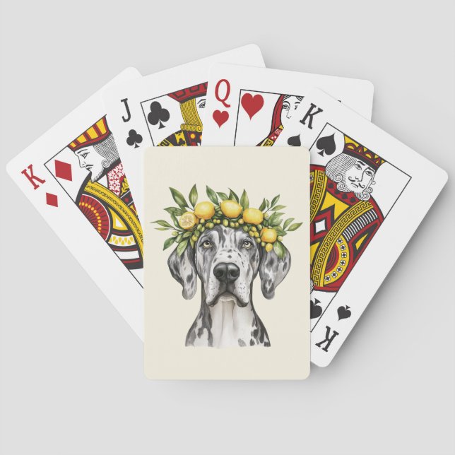 Baraja De Cartas Merle Great Dane Dog Lemon Crown (Reverso)