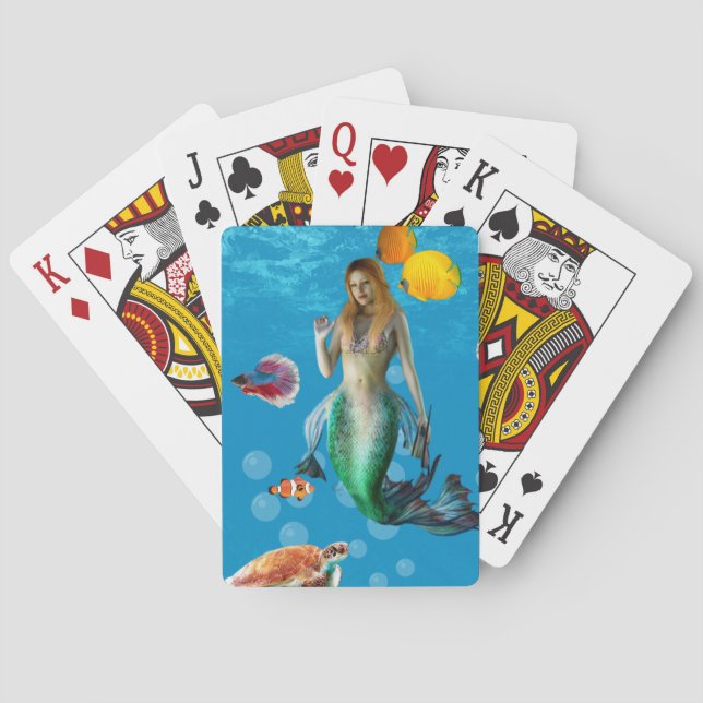 Baraja De Cartas Mermaid subacuático Treasure Hunt Fantasy Blue (Reverso)