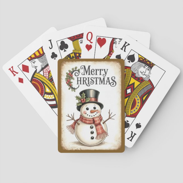 Baraja De Cartas Merry Christmas Snowman Poker Playing Cards (Reverso)