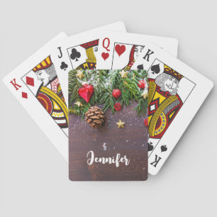 Baraja De Cartas Mesa de Navidades rusos con pino y nieve