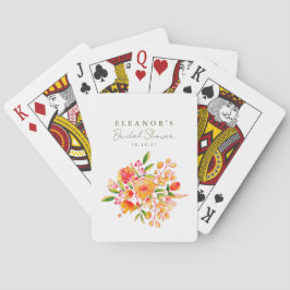 Baraja De Cartas Mesa de novia de acuarela floral rosa naranja lind