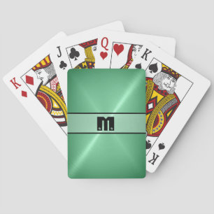 Baraja De Cartas Metal brillante verde del acero inoxidable