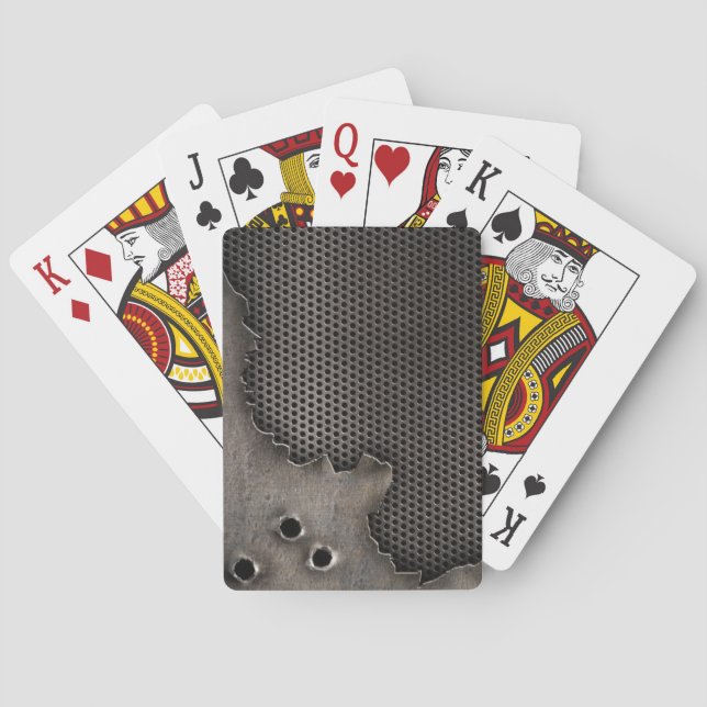 Baraja De Cartas Metal with bullet holes background (Reverso)