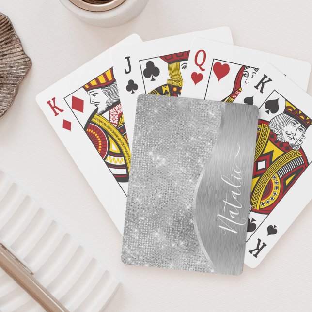 Baraja De Cartas Metálico personalizado del Purpurina de plata Glam (Subido por el creador)
